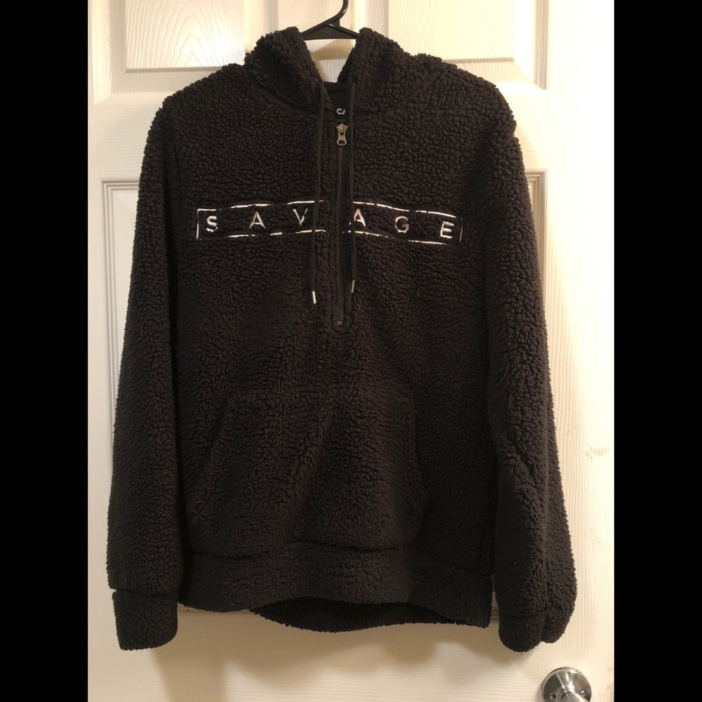 Black Sherpa zip up sweater